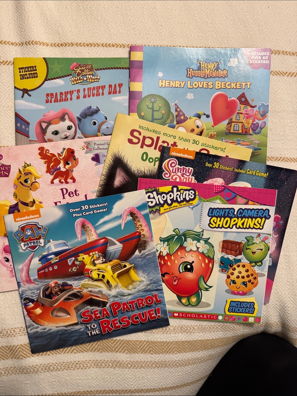 Disney Junior Nickelodeon Shopkins Splat the Cat Kids Book Bundle